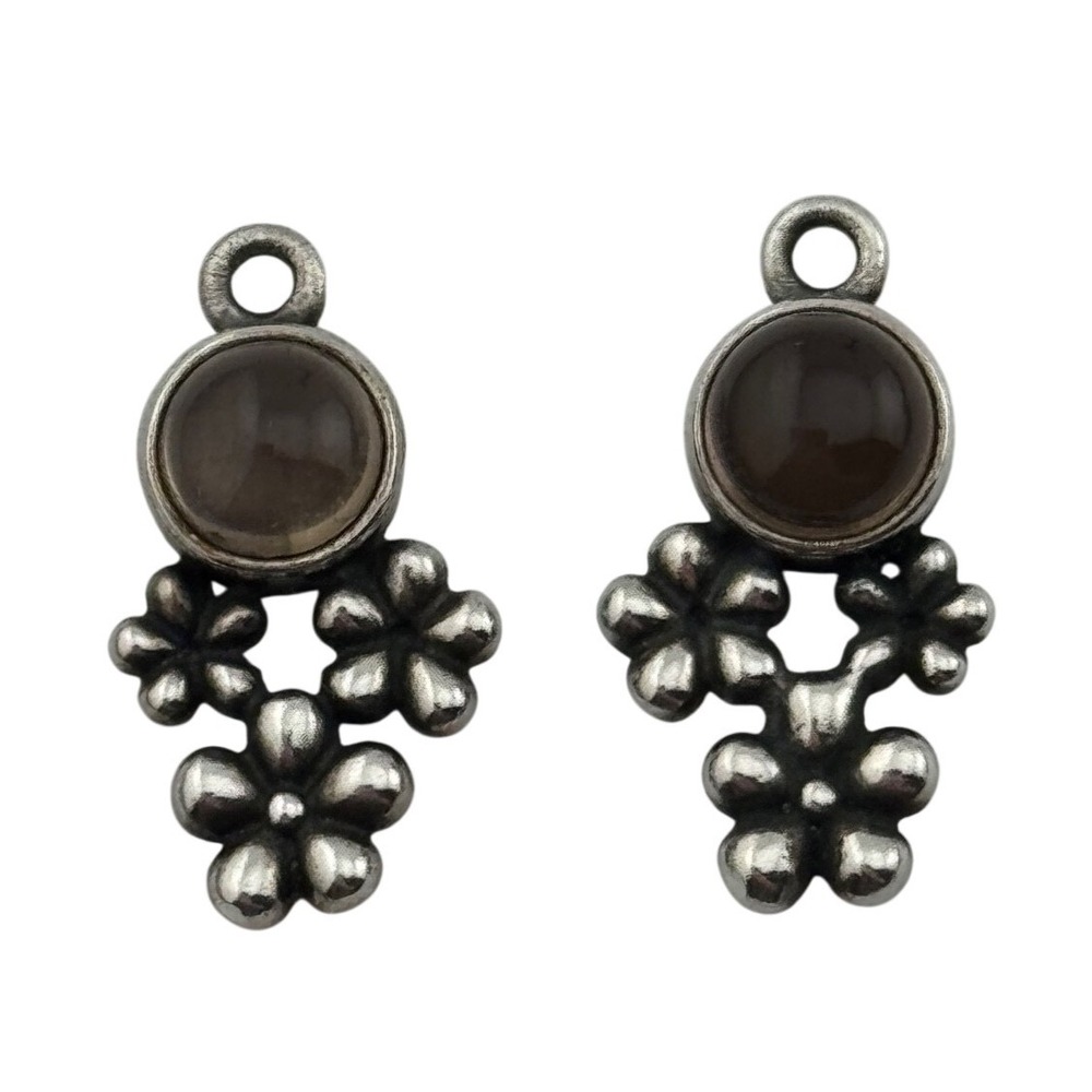 Pandora Sterling Silver Smoky Quartz Bouquet Flower Compose Earring Charm 290631